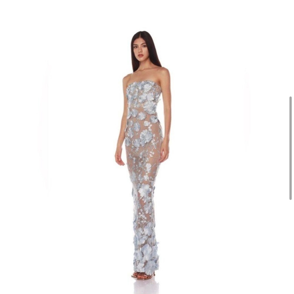 Bronx and Banco Blue Floral Lace Dress
